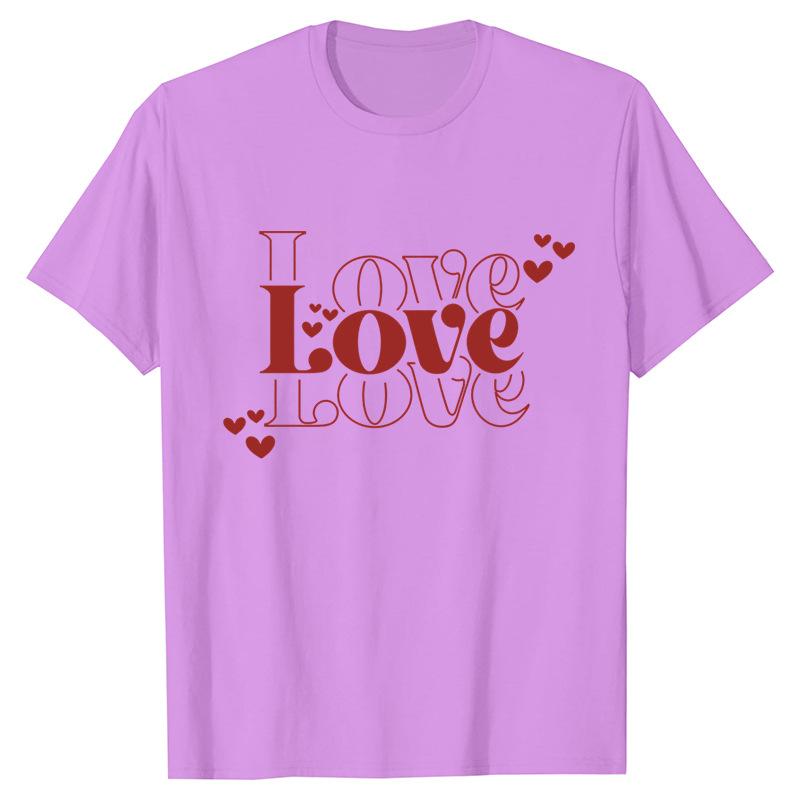 Funny Valentine Printed Couple's Versatile Casual Top Fashion High Street T-Shirts Women’s