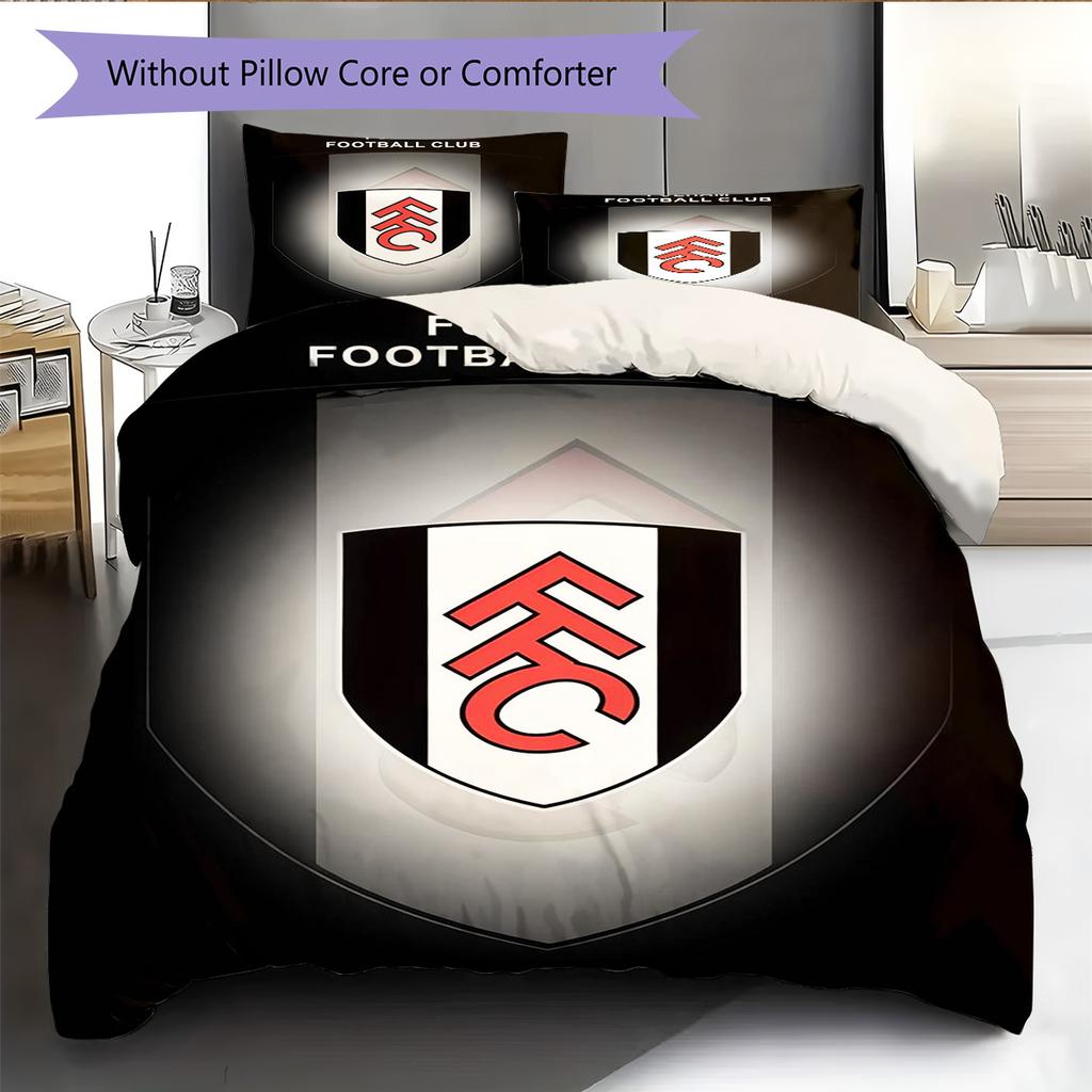 Fulham F.C Teppichmuster Bettwäsche Steppdecke Set Bettbezug Kissenbezug Heimdekoration Geburtstagsgeschenk (1 Bettbezug + 2 Kissenbezüge, ohne Füllung)