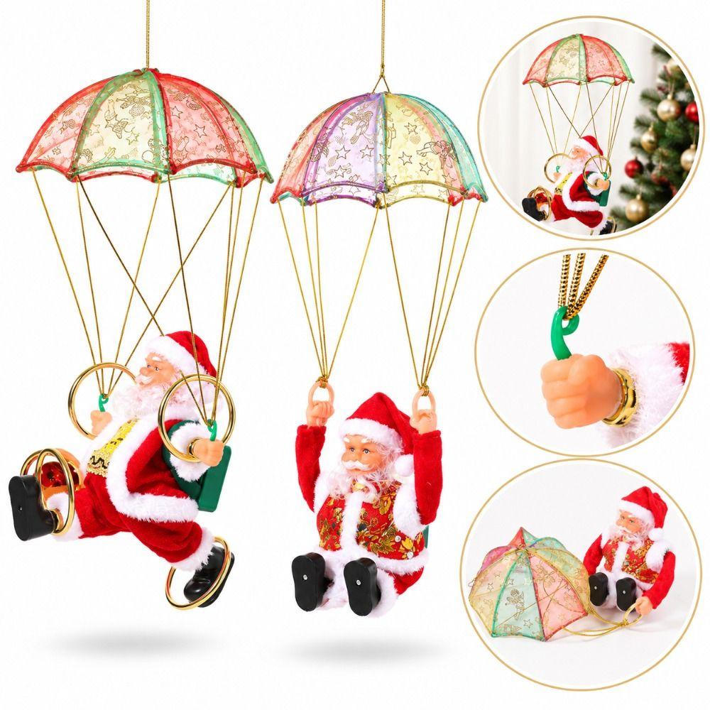 Frohe Weihnachten Elektrischer Tanzender Weihnachtsmann Puppe Fallschirm Weihnachtsmann Anhänger Weihnachten Party Dekoration