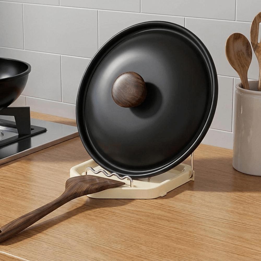 Folding Pot Lid Rack Rustproof Spoon Rest Multi-functional Pot Cover Shelf Cabinet