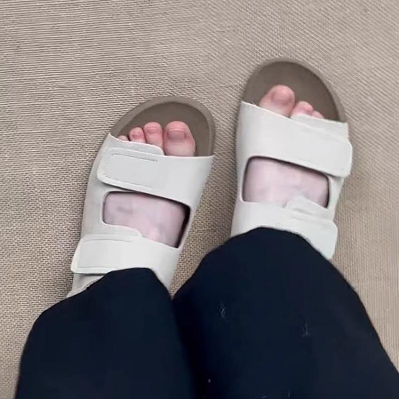 Platform women's new versatile Velcro retro one-word sandals wear casual beach cool slippers