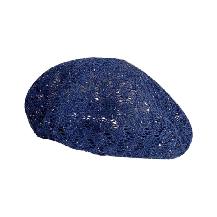 Breathable Hollow Knit Beret Hat Classical French Design Suitable For Most Head Sizes