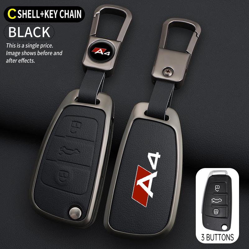 Zinc Alloy Leather Car Remote Key Cover Case for A4 b6 b7 b8 b9 Protection Shell Fob Keychain Keyless Interior Accessories