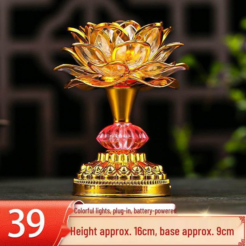 LED Seven-Colored Lotus Buddha Lamp - Rechargeable Guanyin Offering Light
