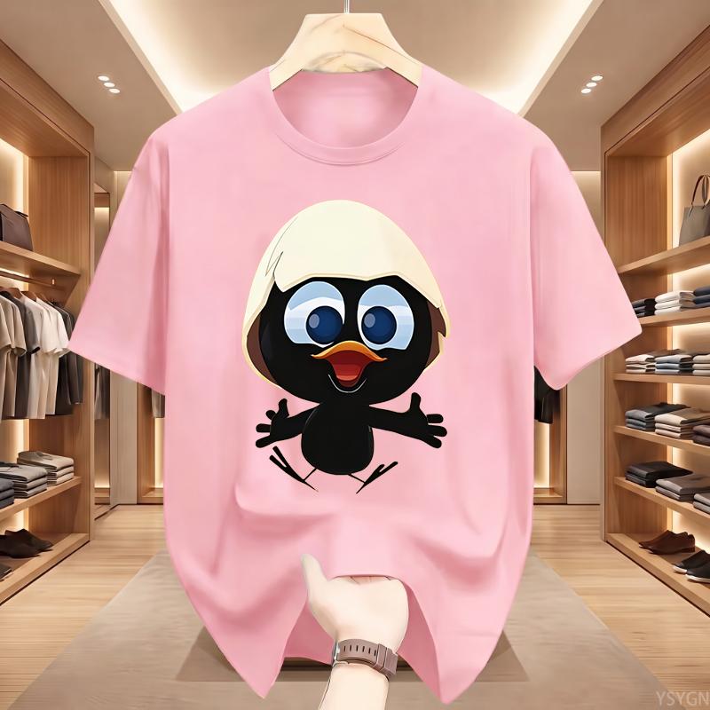 Sunlight T Shirt Big Size Men Calimero Cartoon Pattern Men T Shirt Painted Funny Tshirt Men T Shirt