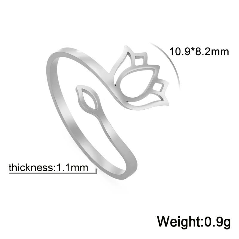 European and American Retro Lotus Ring, Women's Stainless Steel Adjustable Finger, Ring, Jewelry Gift for Lover's Mother