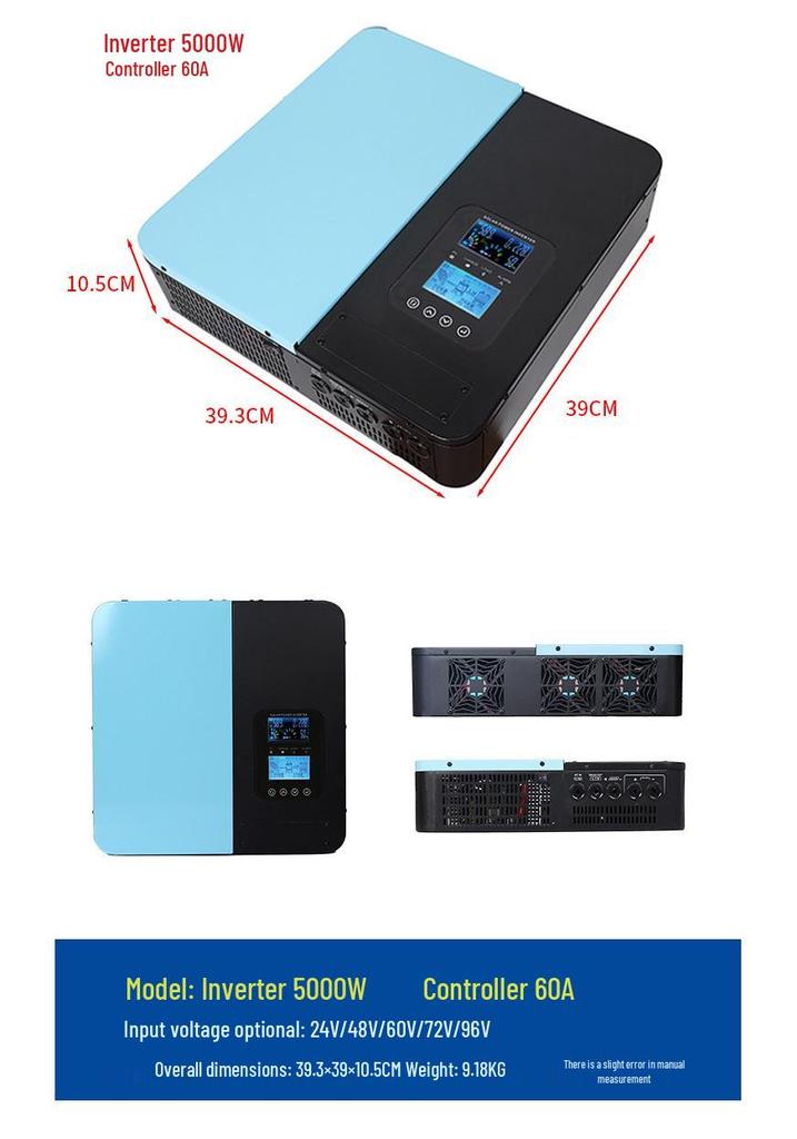 MPPT Solar Pure Sine Wave Inverter & Photovoltaic Control All-in-One (12V-96V)