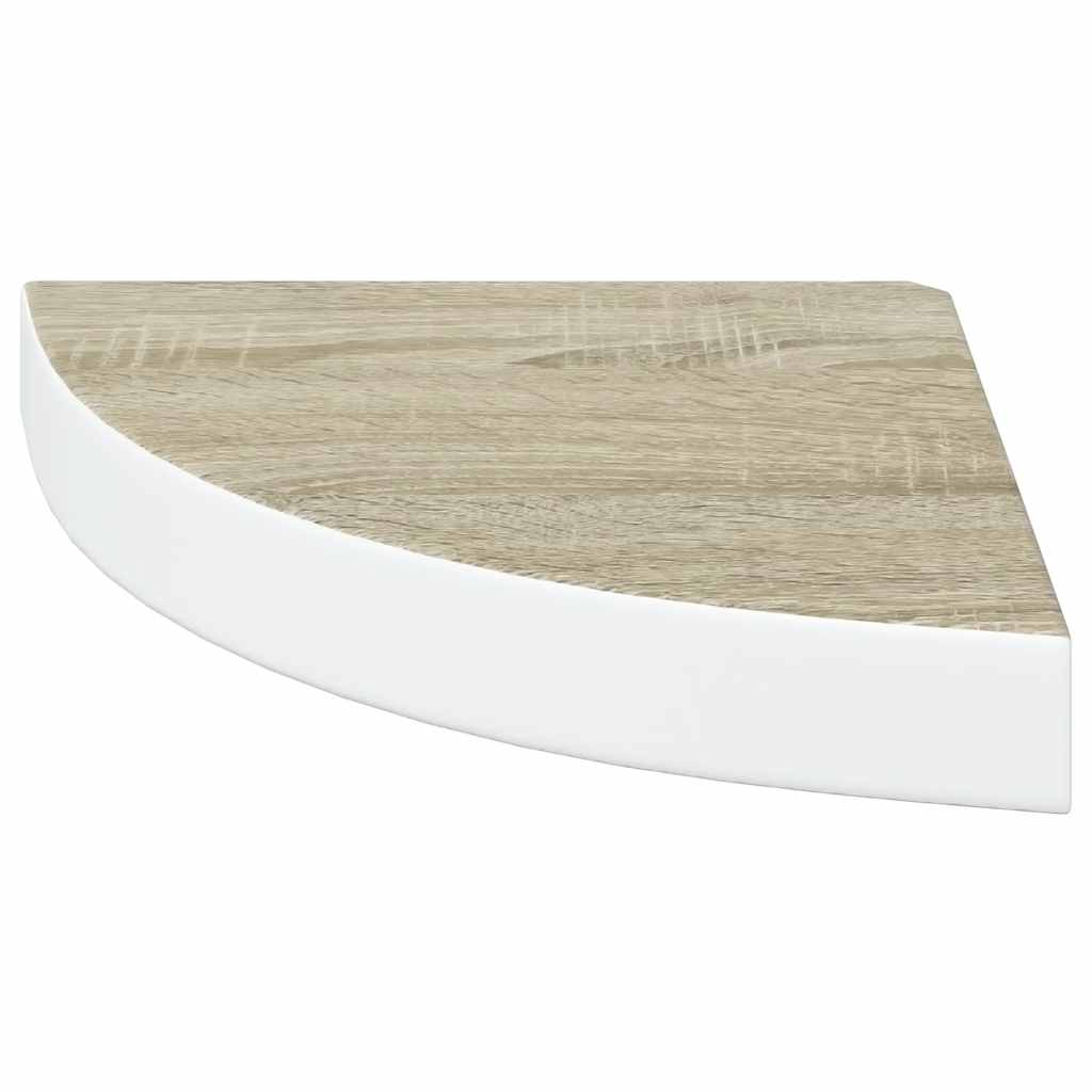 Corner Floating Shelves Set of 4 Oak & White Finish 25 x 25 x 3.8 cm MDF
