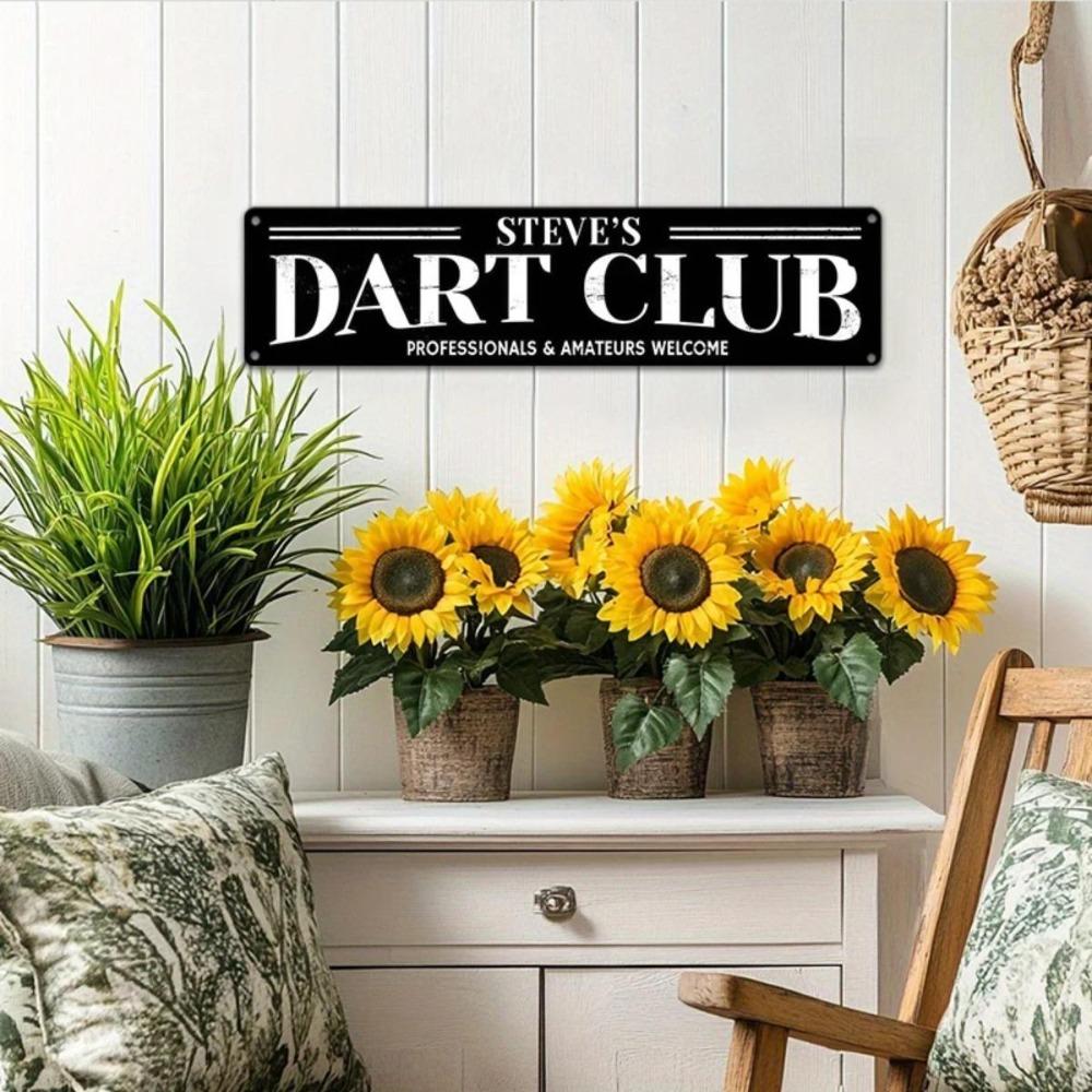 Custom Darts Club Metal Sign Personalized Name Wall Decor Man Cave Bar Game Room Plaque
