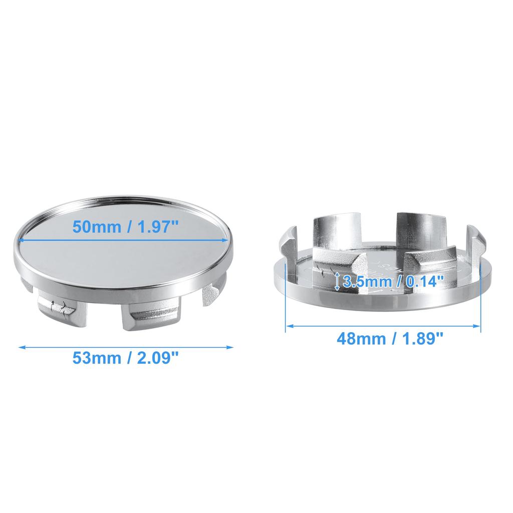 Osłona piasty koła ACROPIX 53 mm 6 klipsów srebrny odcień 4 sztuki