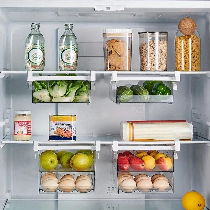Clear High Capacity Egg Organizer for Refrigerator with Time Scale Stackable Container and Storage for Refrigerator with Drawers