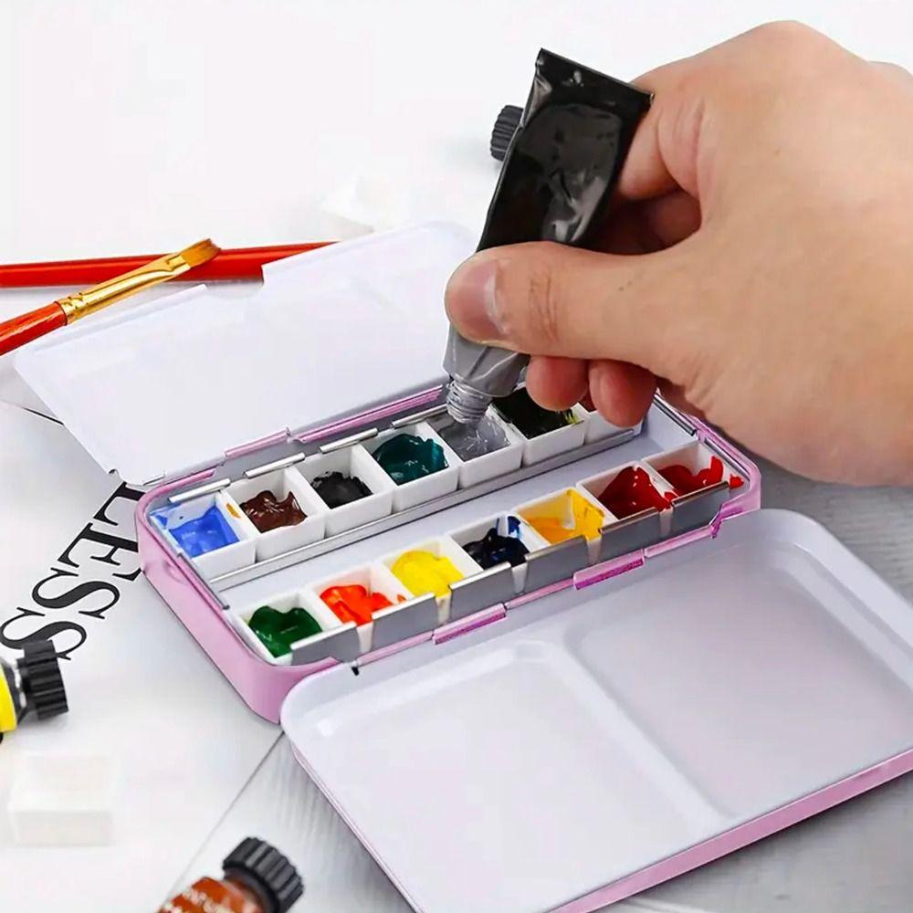 Empty Watercolor Storage Foldable Watercolor Paint Box Multi-function Painting Box Art Supplies