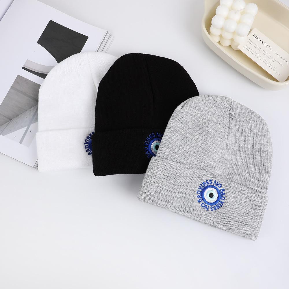 Pattern Embroidery Geometric Knitted Hat Winter Warm Men'S And Women'S Outdoor Wool Hat Fashion Simple Cold Hat