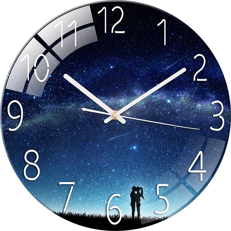 Modern European Silent Quartz Wall Clock - 30cm Glass Design for Living Room or Bedroom