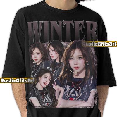 MAGLIETTA AESPA INVERNALE, Maglietta Concerto Aespa Invernale, Merchandising Tour Bootleg Retrò di Kim Min-jeong, Maglietta Rap Tributo alla K-Pop Girlband Aespa My, Regalo per Fan