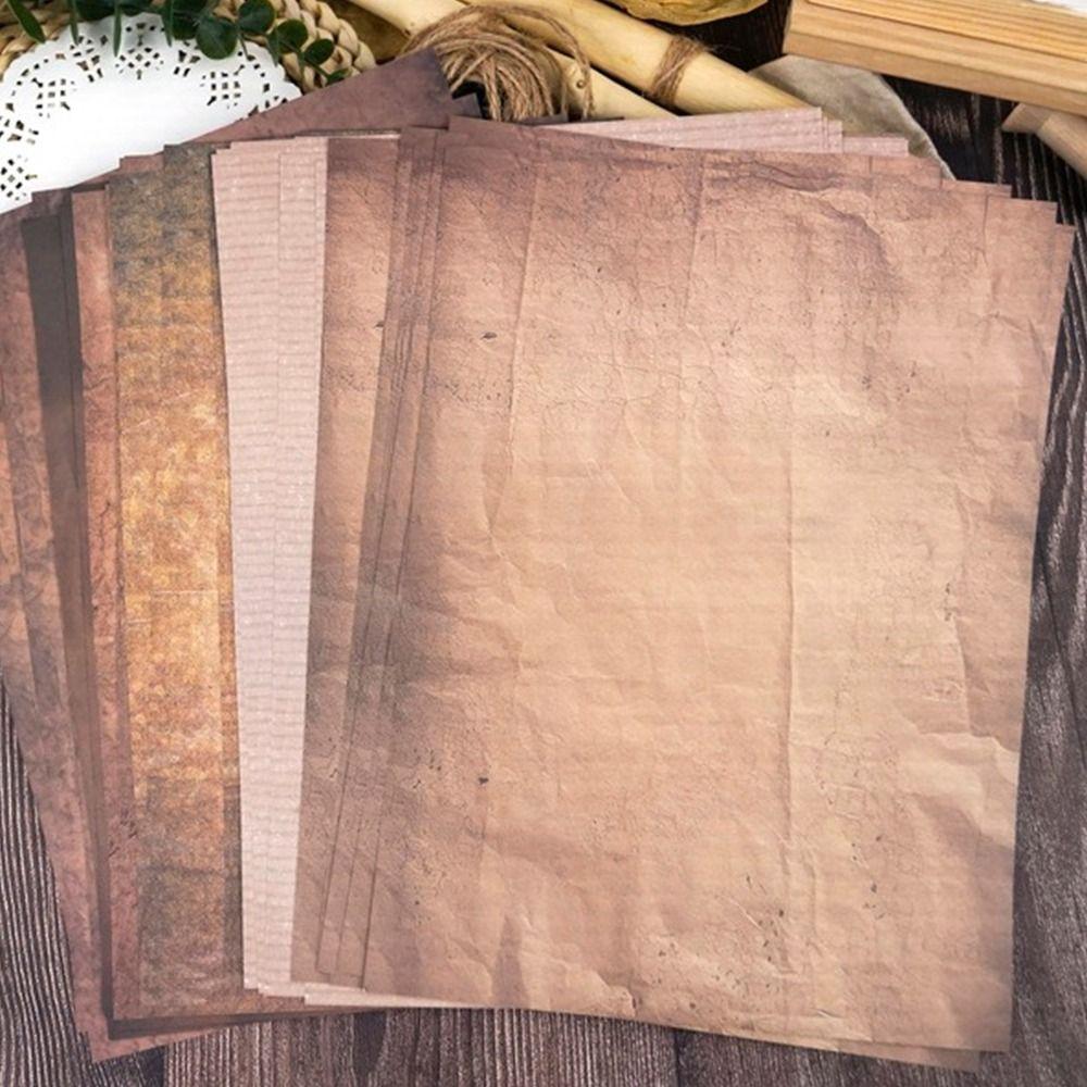 48PCS A4 Writing Paper Brown Decorative Material Paper Retro Letter Paper Scrapbook