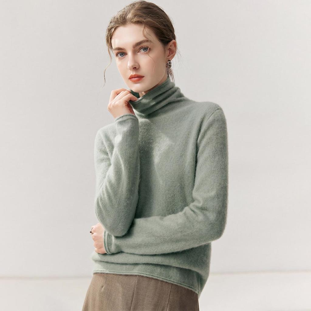 Women's 100% Pure Cashmere High Neck Sweater - Soft, Skin-Friendly, Loose Knit for Autumn/Winter