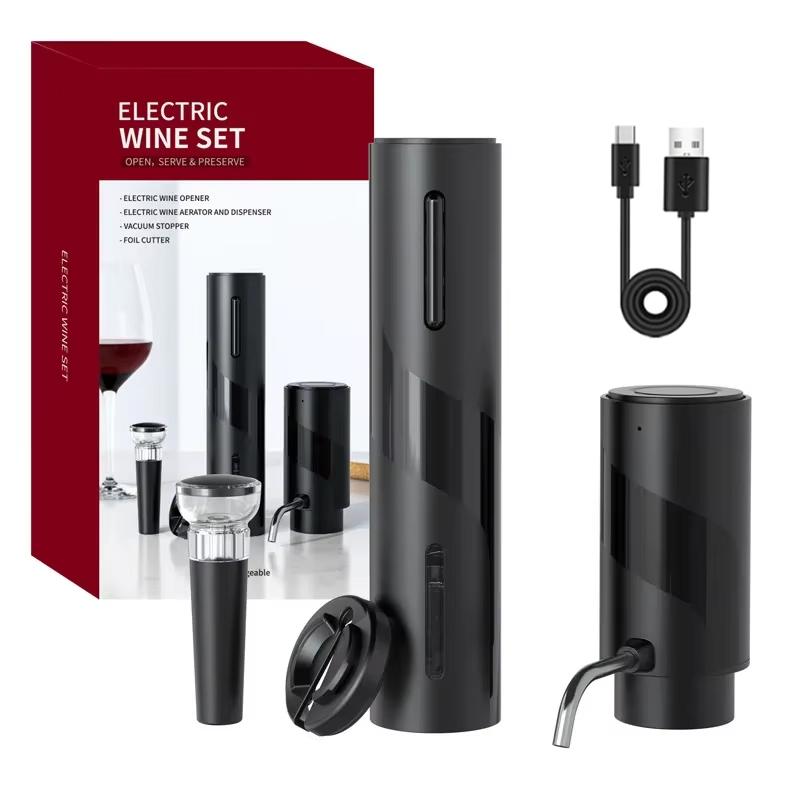 Electric Red Wine Opener Gift Set Automatic Corkscrew Wine Aerator Electric Bottle Opener Set For Kitchen Bar Party Wine Tools