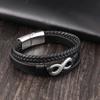 Stainless Steel Leather Bracelet Infinity Logo Special Popular Pattern Men's Bracelet DIY  Valentine's Day Handsome Gift
