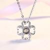 100 Languages 'I Love You' Projection Necklace with Four-Leaf Clover Pendant - Custom Photo Gift for Girlfriend, Perfect for Qixi Festival