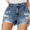 Women's Distressed Denim Shorts - Edgy Frayed Hem Hot Pants