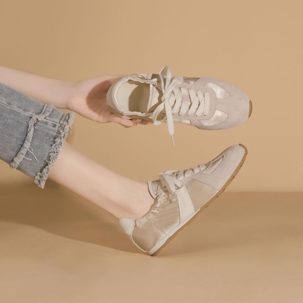2025 summer new casual women's shoes soft sole not tired feet sweet wind sports casual shoes satin high-end shoes
