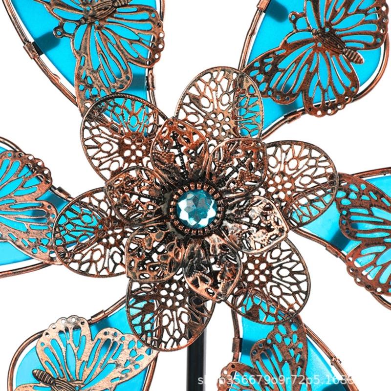 Metal Wind Spinner Stake Sculpture Ornaments For Outdoor Garden Yard Decoration Birthday Gift Easy Ground Installation