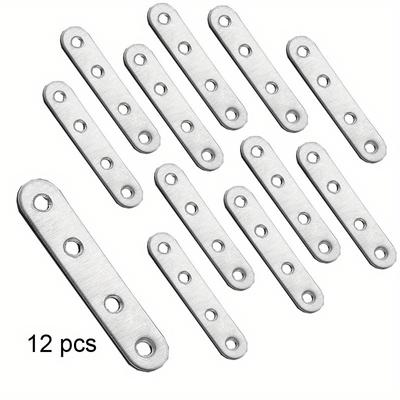 12pcs Flat Mending Plate Stainless Steel Flat Bracket Metal Straight Brace Repair Joining Fixing Bracket Wood Bracket Connector