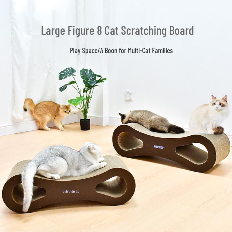 Deko Multi-Size Figure 8 Cat Scratcher Toy - Corrugated Cardboard for Kittens