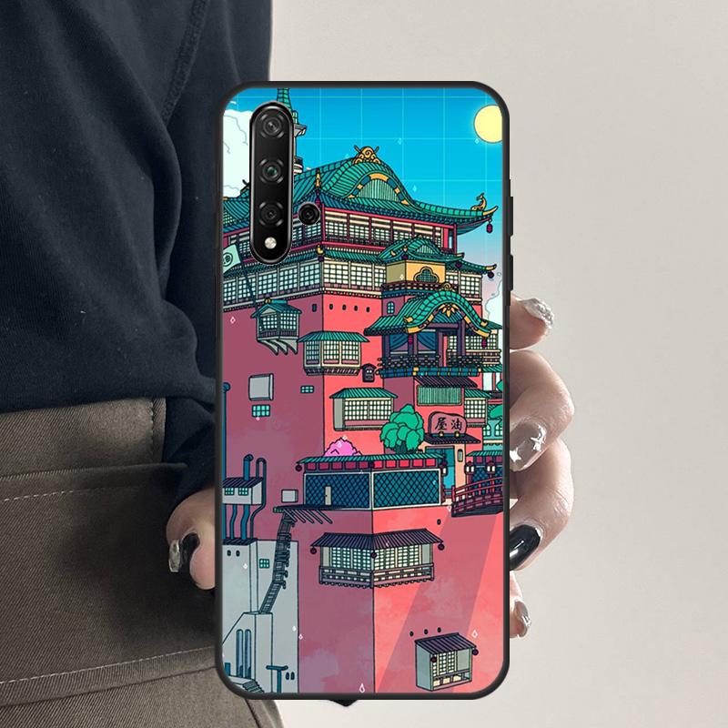 Neon Village Bathhouse Night For Huawei Nova Y70 Y90 Y60 Y61 Y91 Y72 9 10 SE 12i 12s 11i 5T P60 Pro P20 P30 P40 Lite Case