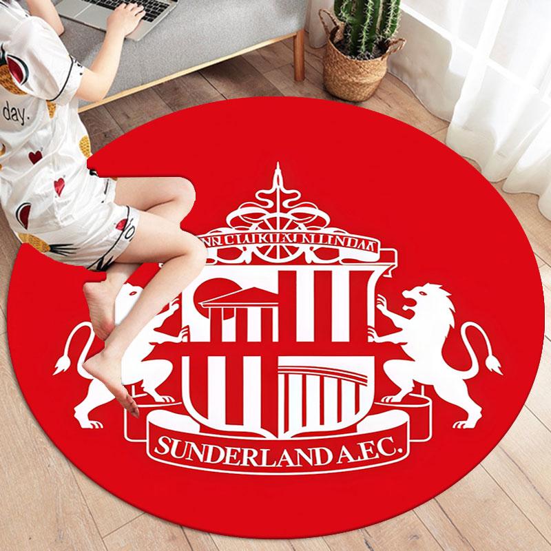 Sunderland Association Football Club Round Area Rug,Carpet Rug for Living Room Bedroom Sofa Playroom Decor,Non-slip Floor Mat