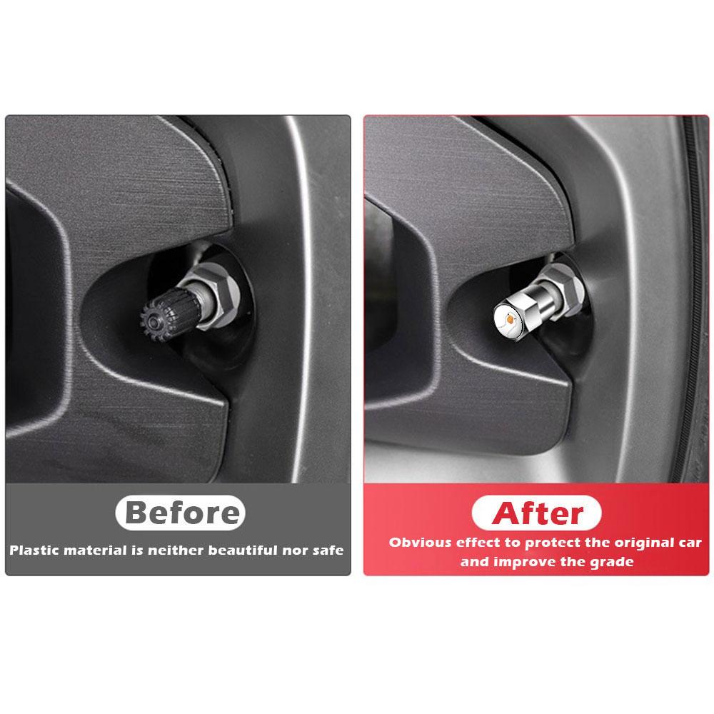 4PCS DIY Universal For Cute White Duck Goose Shape Car Wheel Tire Air Valve Caps, Stem Car Stickers For Cars Motor Auto Accessories Decor Gift