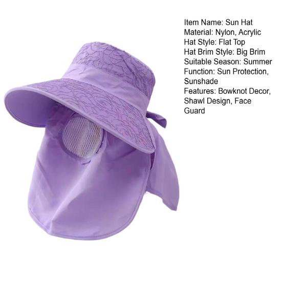 Sun Hat High-Density Sunscreen Fabric UPF50+ Protection Wide Brim Fisherman Hat Shawl Face Guard Design Outdoor Summer Hat
