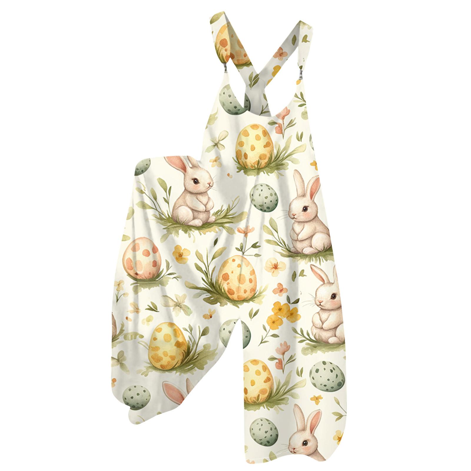 

Women s Overalls Print Vintage Jumpsuit (Non-Adjustable Straps) XL жовтий