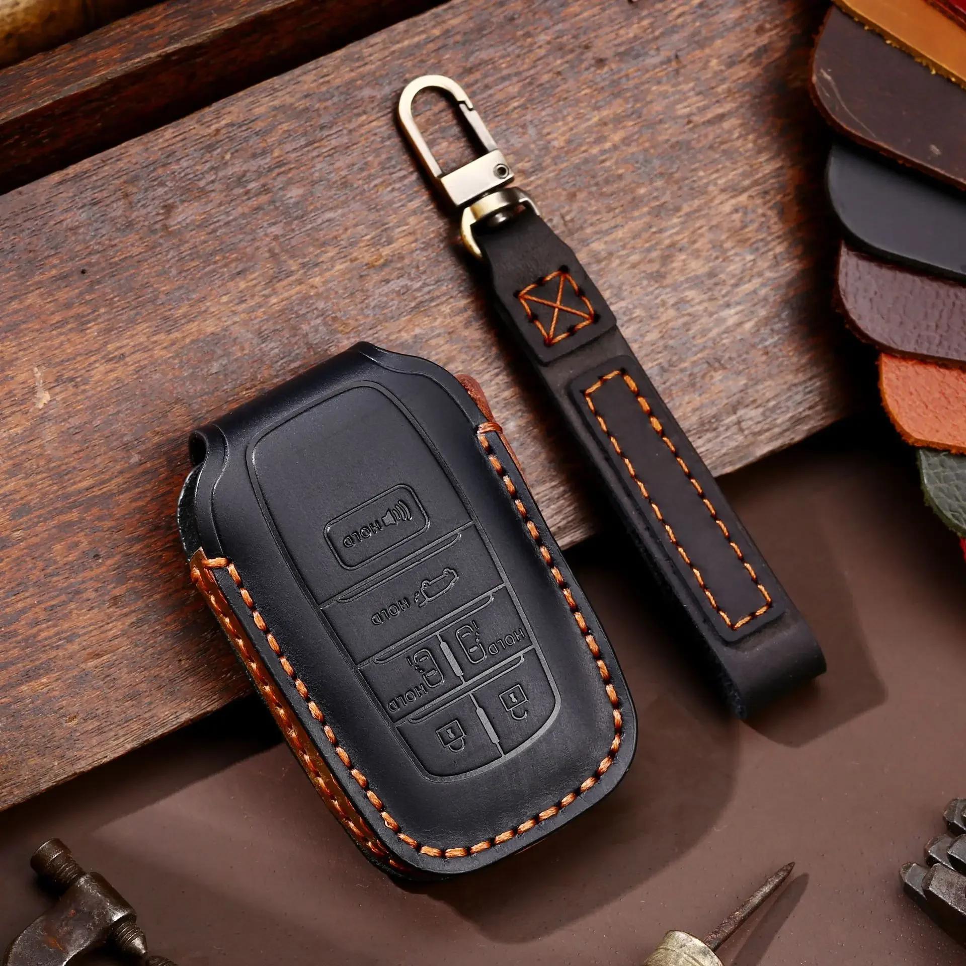 

Leather Smart Key Case Cover Fob Protector Car Accessories Keychain Holder for Toyota Sienna 6 Button Senna Keyring Shell Bag