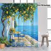 Zitronenbaum Duschvorhang Mittelmeerblick 3D Gedruckt Wasserdicht Badezimmer Dekor Küstenkunst Heimtextil Design