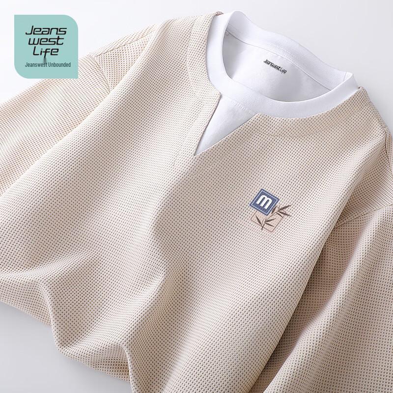 JEANSWEST LIFE Men s Waffle Knit Henley T-Shirt M