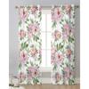 Vintage Pink Hibiscus Flower White Sheer Curtains for Living Room Decoration Window Curtain Kitchen Tulle Voile Organza Drapes