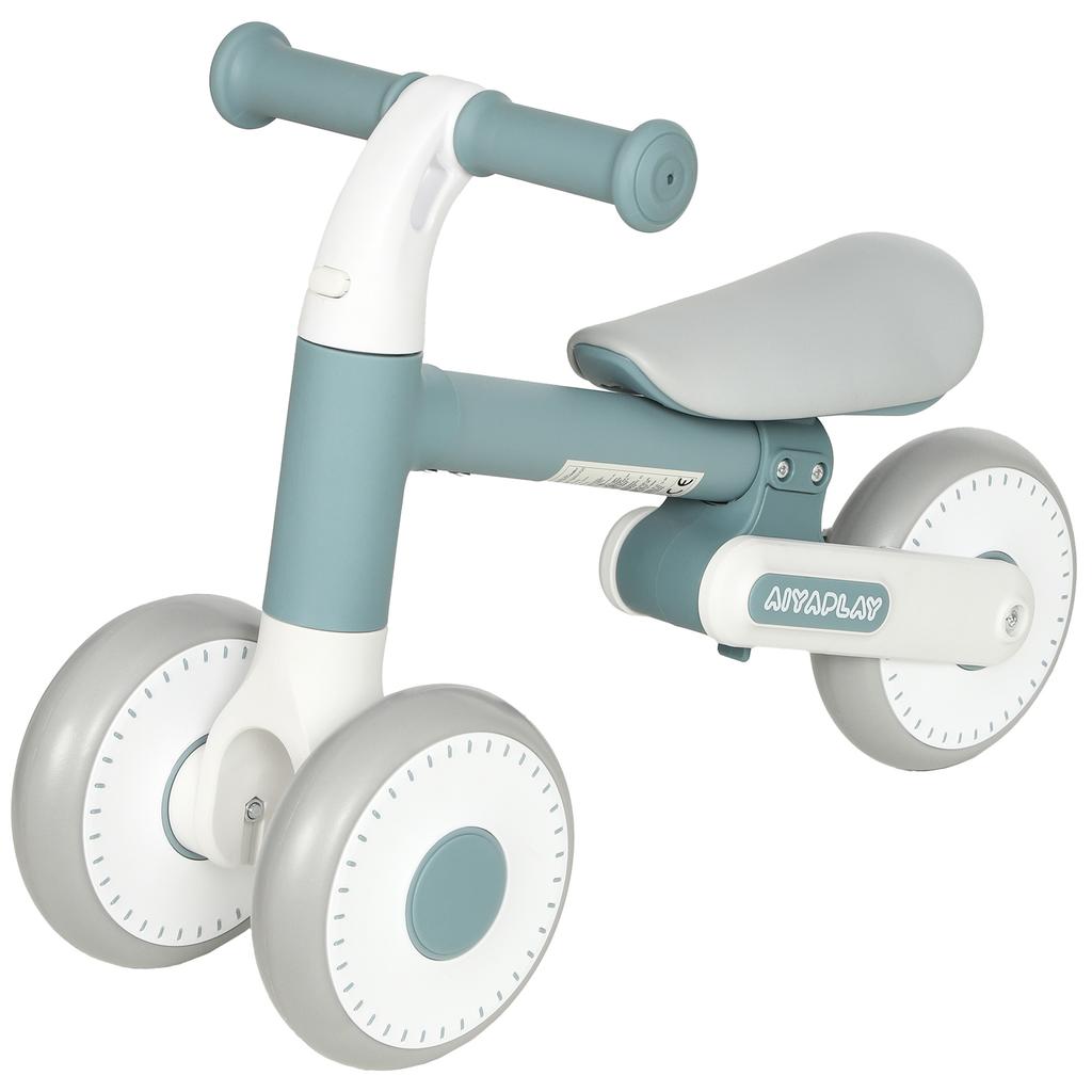Kids Balance Bike Foldable Learning Bike with Quiet EVA Wheels Height-Adjustable Seat for 1-2 Years Blue