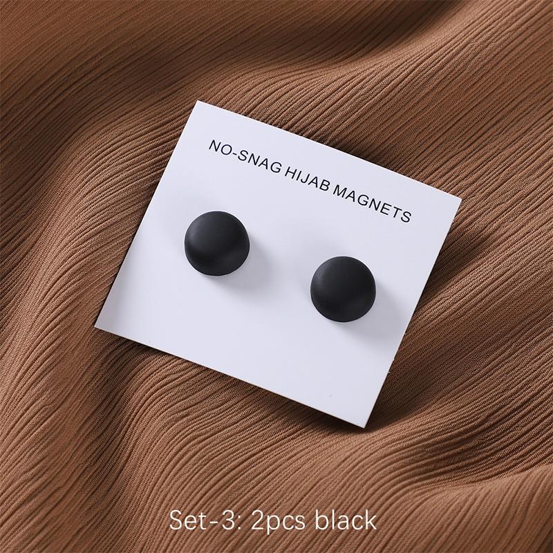 

2 Pairs Matte Magnet Hijab Pins Women Shawl Magnetic Button Buckle for Scarves Shawls Magnetic Brooch Headscarf Accessories чёрный