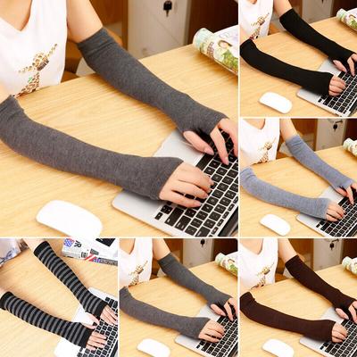 Women Warm Gloves Solid Warmers Cashmere Soft Polyester Fingerless Gloves
