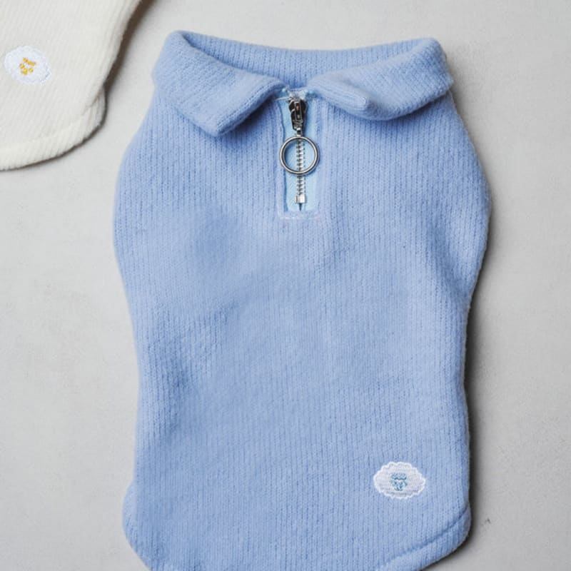 [Pet] Embroidered Knit Zip-Up M