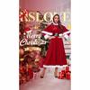 Christmas-themed Women's Hooded Dress Festive Party Performance Dress Red and White Belt Christmas Dress