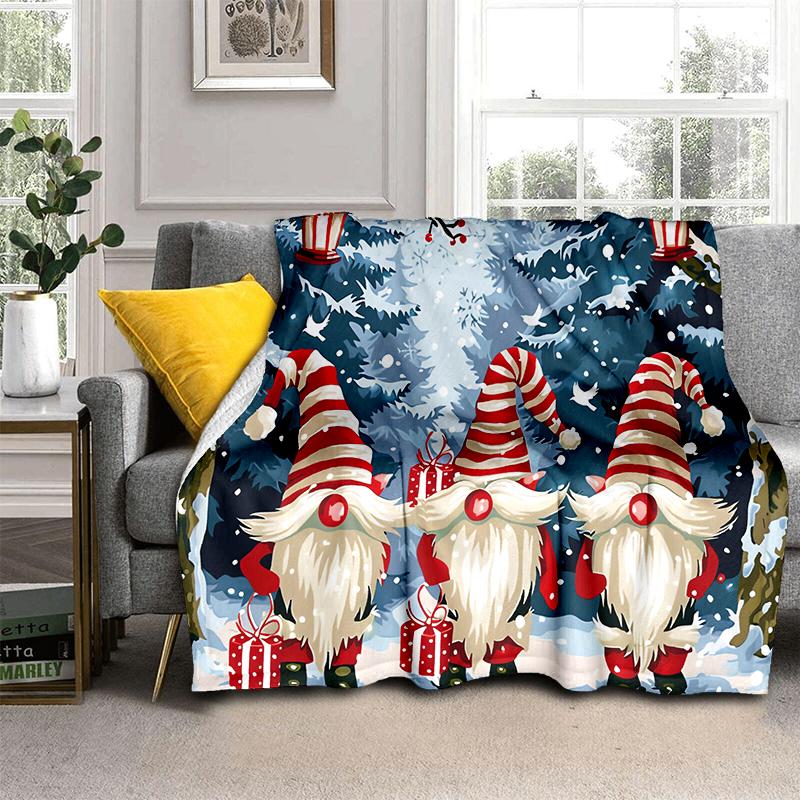 Merry Christmas Cartoon Santa Claus Christmas Tree Festival Gift Blanket,Soft Throw Blanket for Home Bedroom Bed Sofa Cover Kid