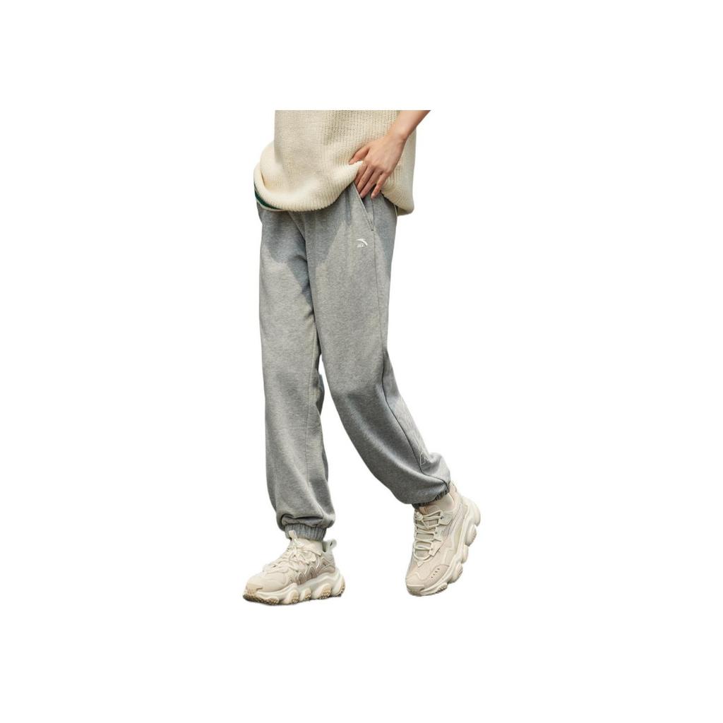 Anta Solid Color Logo Print Sweatpants Women Bottoms Gray 162238317-2