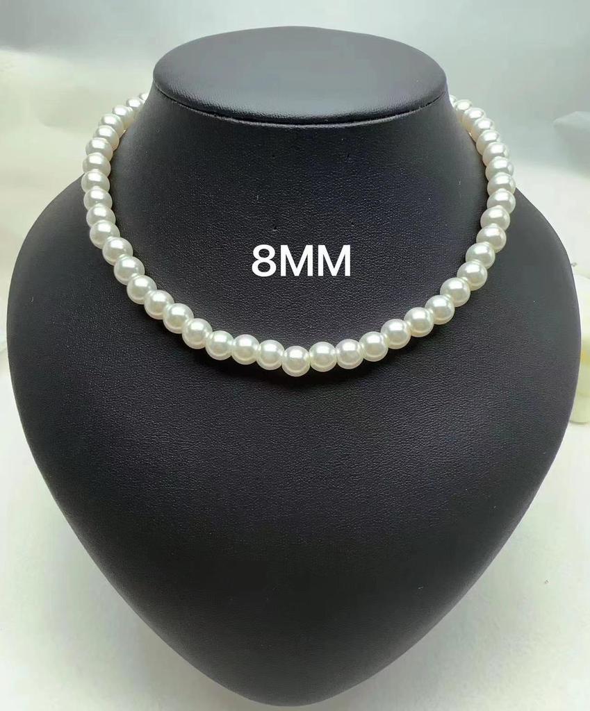 French Luxury Chic Glass Pearl Clavicle Necklace for Women