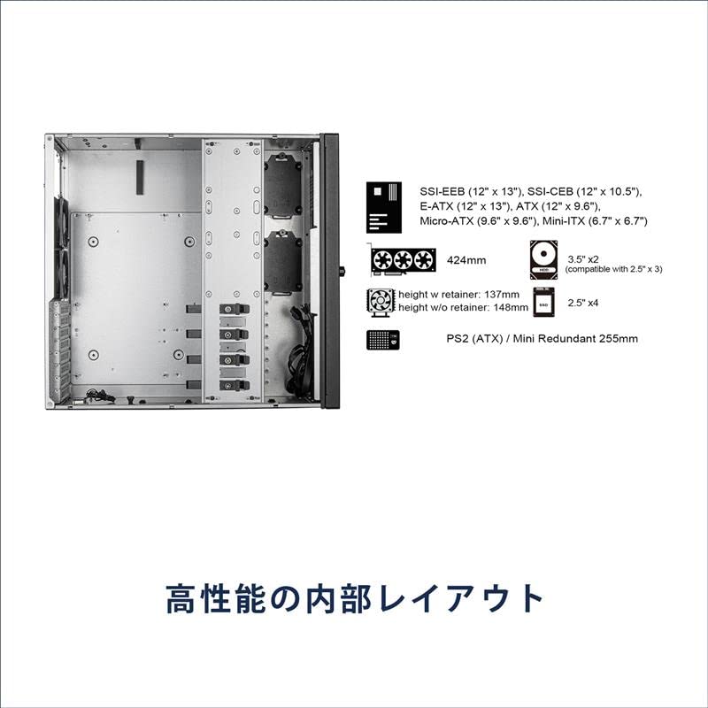 Obudowa SilverStone do montażu w szafie typu rack, montaż pionowy, możliwość montażu 4U, autoryzowany dystrybutor, SST-RM44, zgodny z SSI-EEB, [Produkt krajowy]
