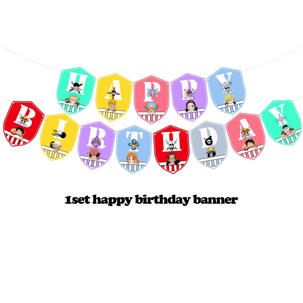 Piece One Theme Birthday Party Supplies Decoration Kids Banner Topper Balloons