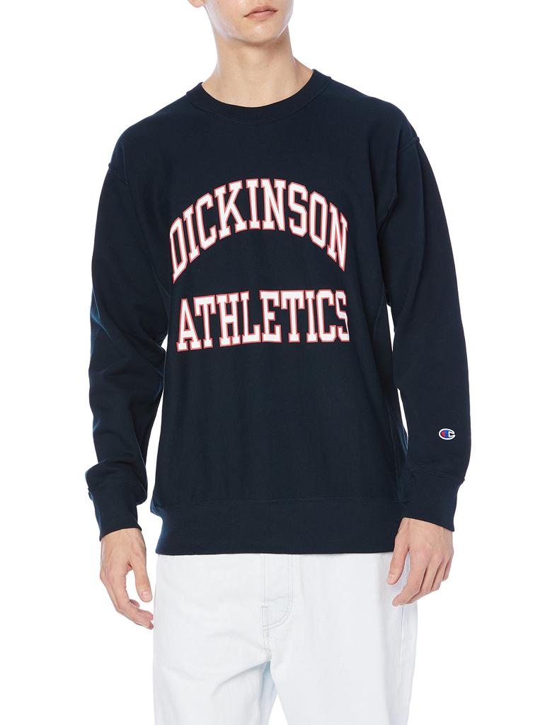 Champion Cotton Reverse Weave Crew Neck Size College Graphic Navy Blue Men's 100% Sweatshirt, M, Navy, 10oz, Print, 10oz,