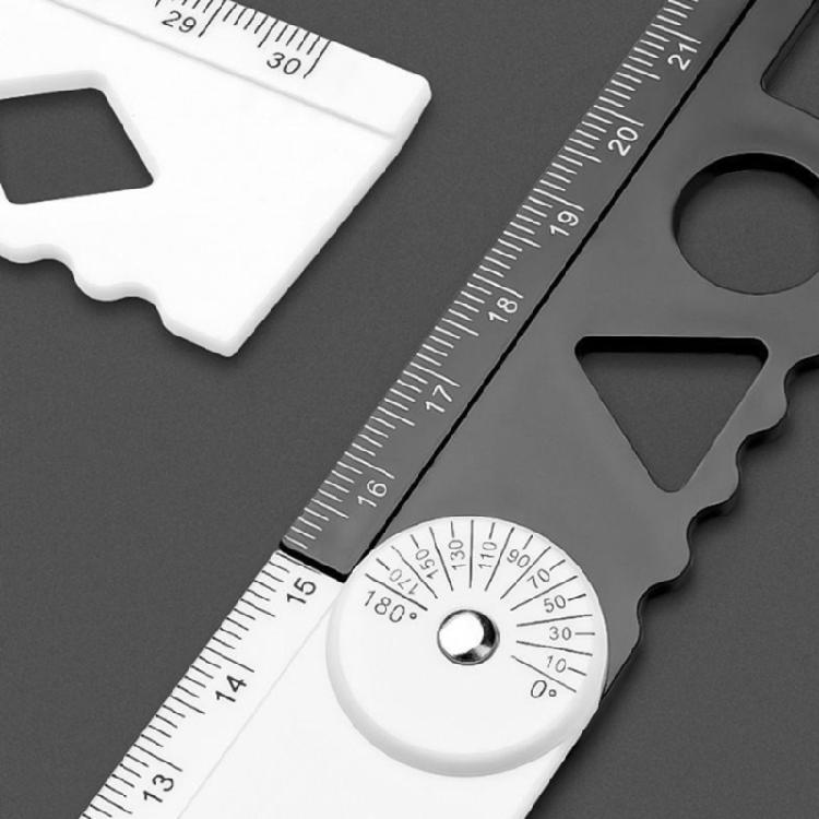 5Piece Black White Plastic Foldable Ruler Set Non Slip Surfaces Precise Centimeter Inch Marking Study Tool